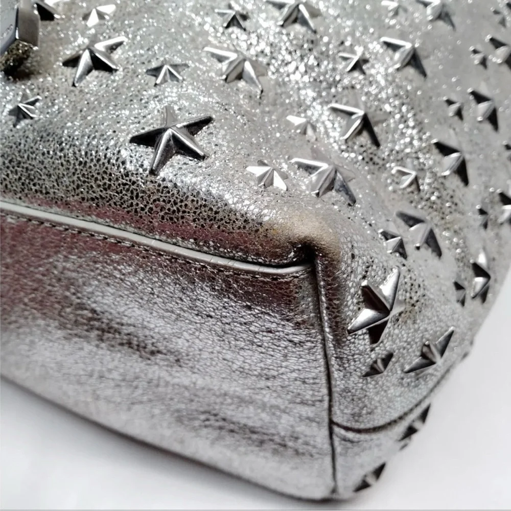 Jimmy Choo ~ Sophia metallic silver leather tote bag with star studs - Picture 5 of 6
